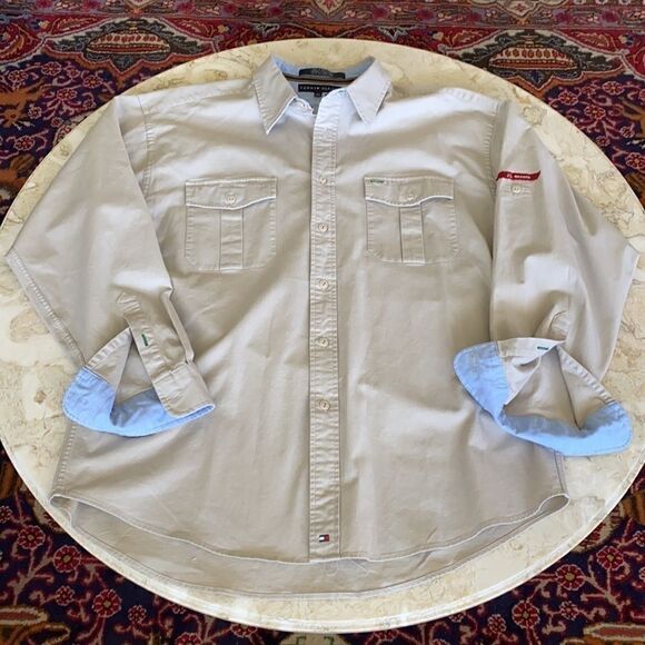 Tommy Hilfiger Khaki Cotton Oversized Shirt - Picture 3 of 11